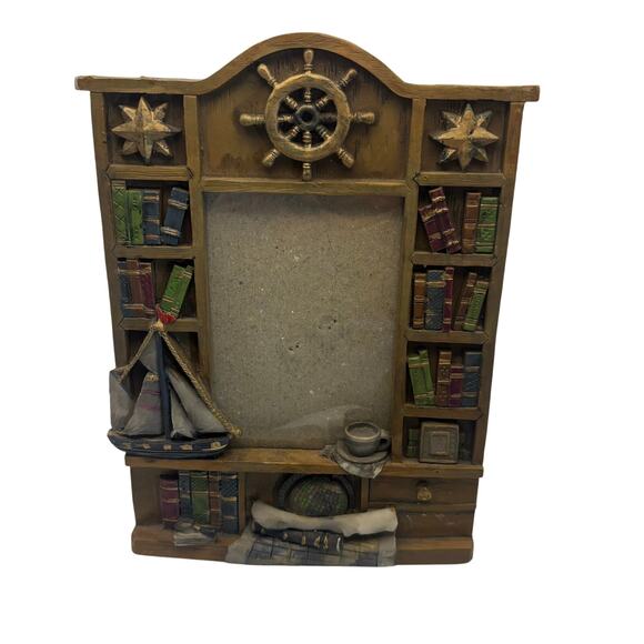 Beachcombers Nautical Bookshelf Ship Kick Stand Back Coastal - Picture 1 of 4